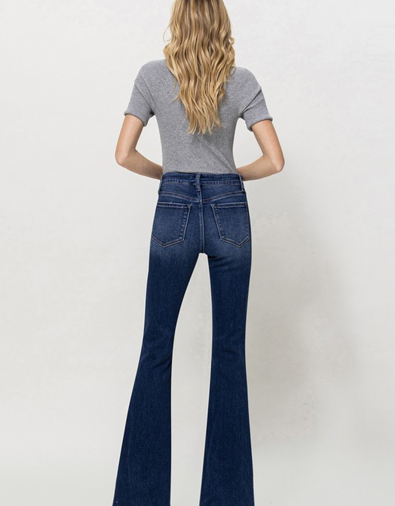 Alison Mid Rise Flare Jeans in Medium-Blue Denim