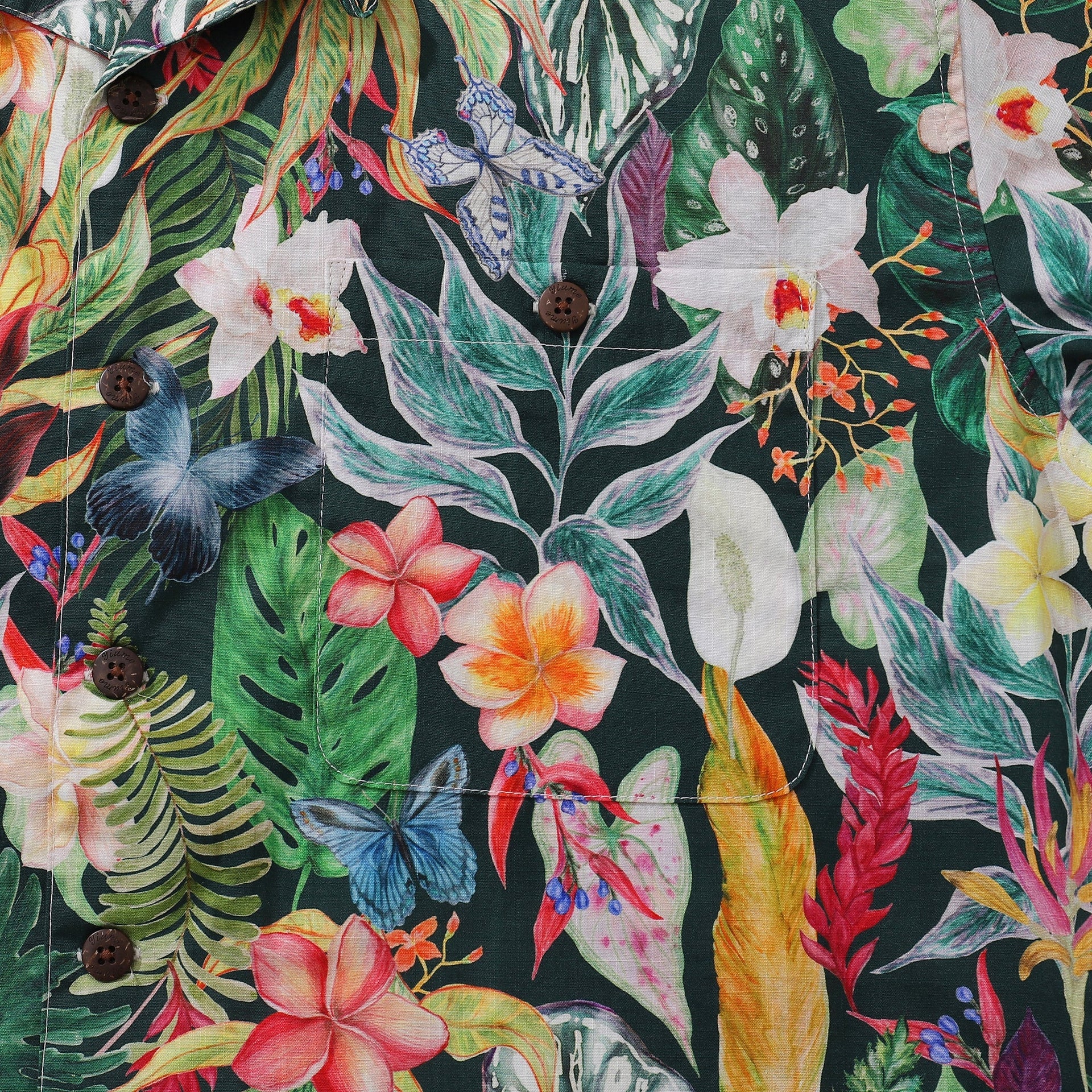 Men's Floral Butterfly Fantasy Print Cotton Camp Collar Hawaiian Shirt