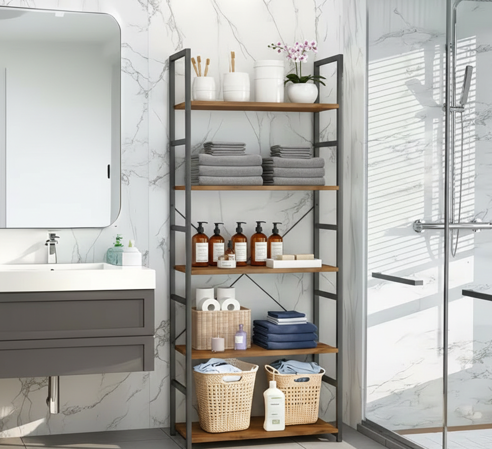 Industrial Metal Bookshelf Minimalist Storage Display Rack