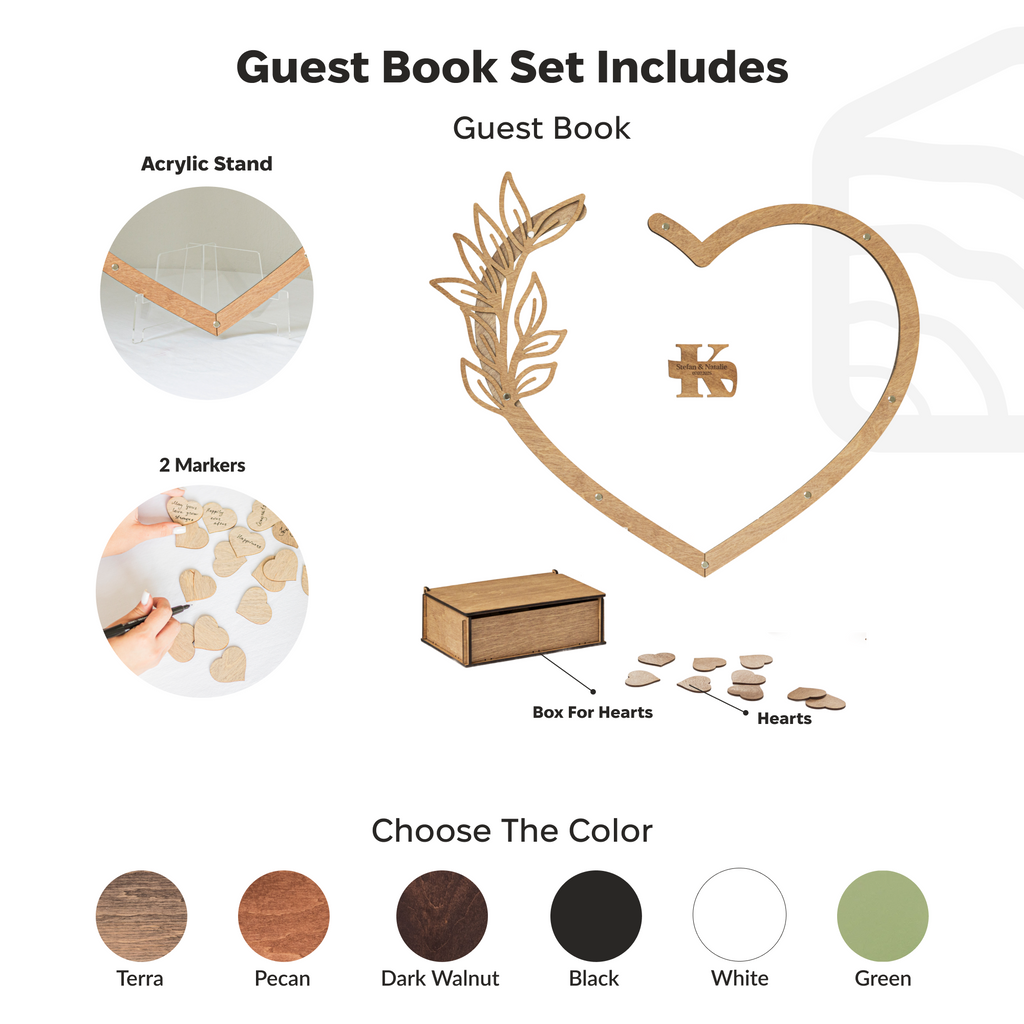 Acrylic Heart Wedding Guest Book - Modern Keepsake Sign