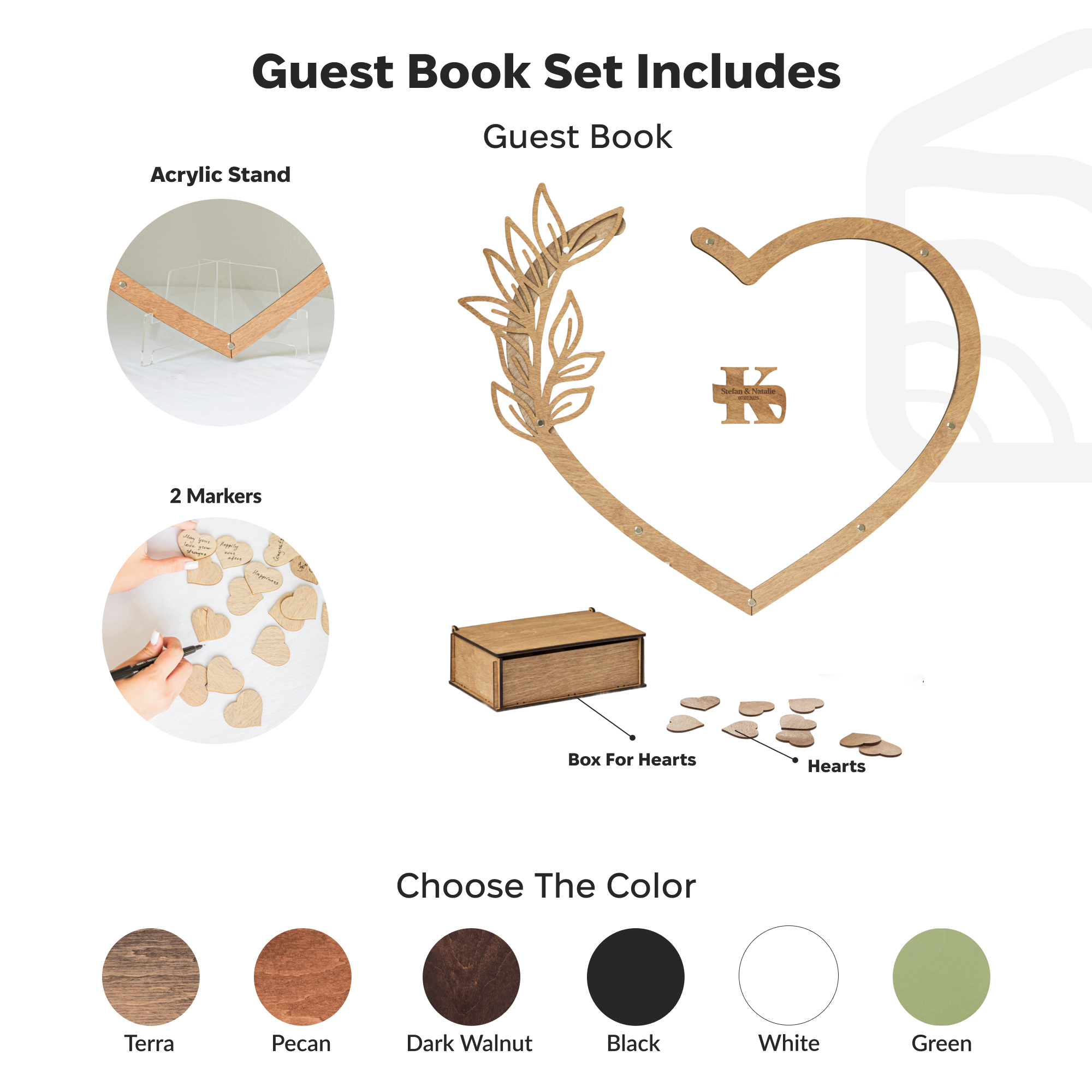 Acrylic Heart Wedding Guest Book - Modern Keepsake Sign