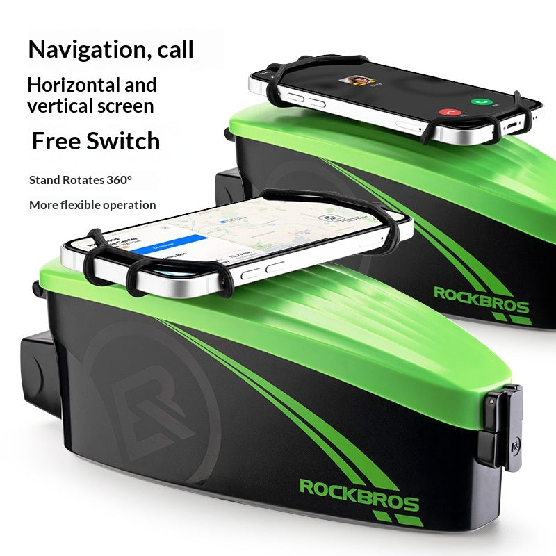 Rainproof Bike Frame Bag with Quick-Access Flip Cover - Black/Green