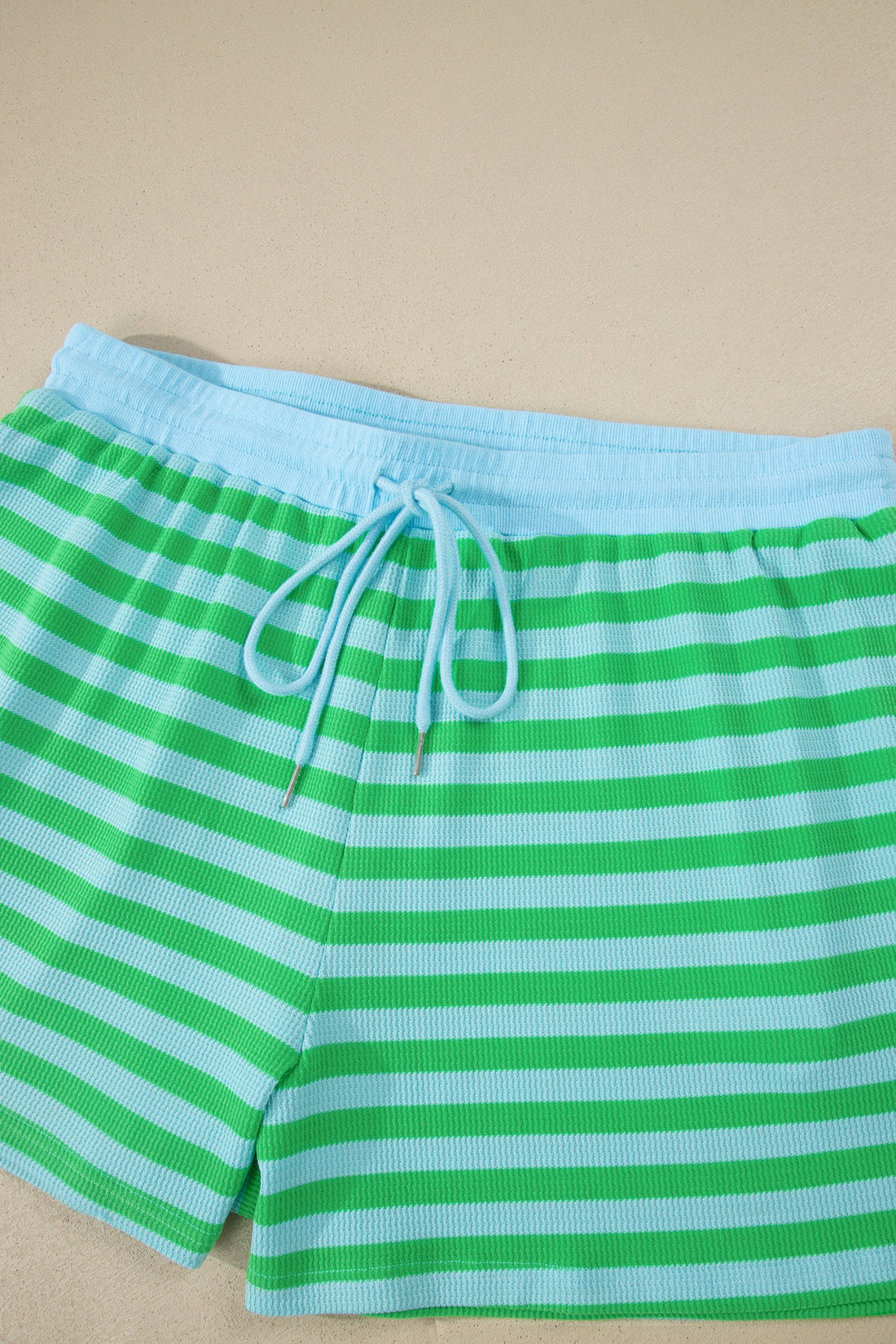 Green and Blue Striped Short Sleeve Top and Shorts Set - Image 5
