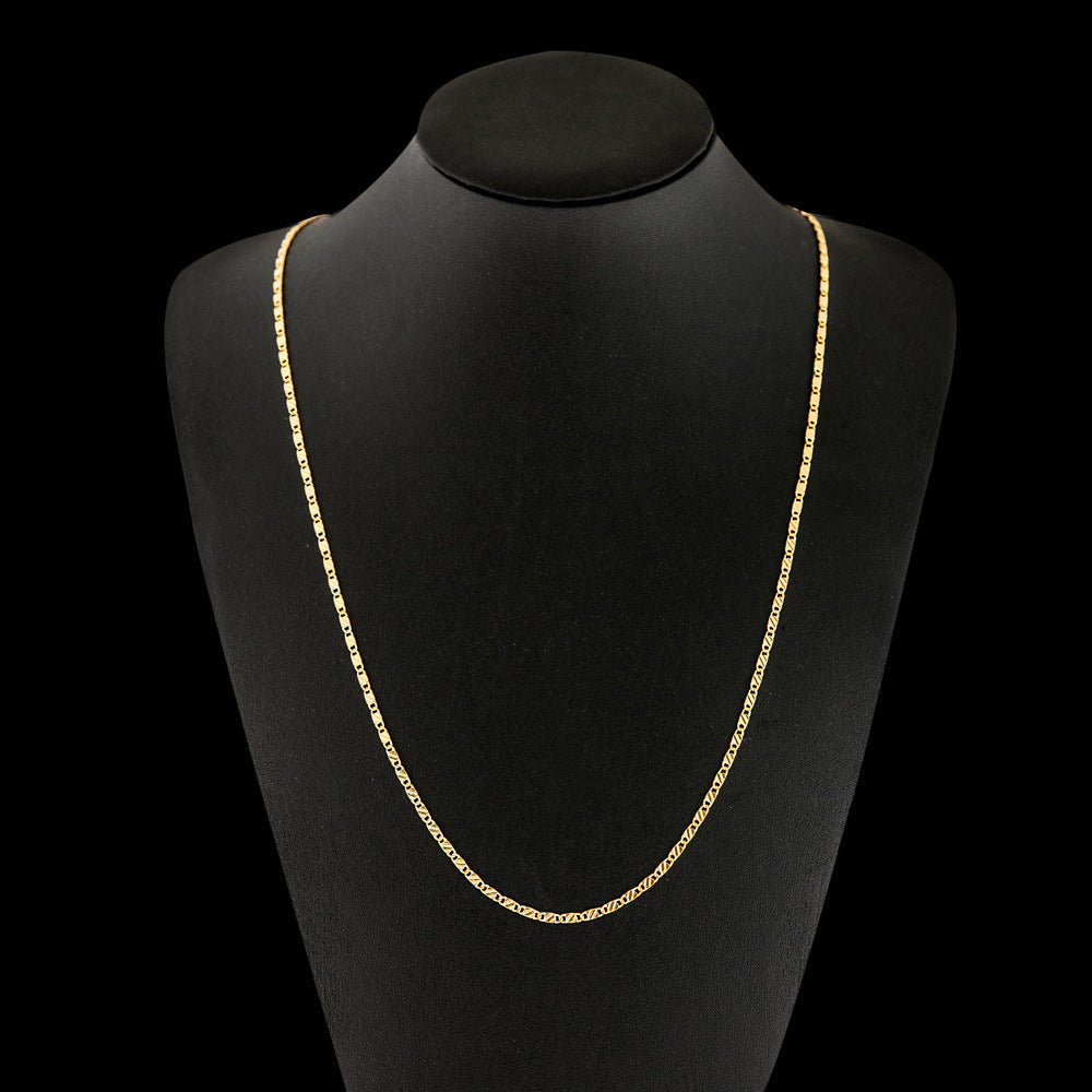 Fashion Short Gold Plated 2mm Flat Chain