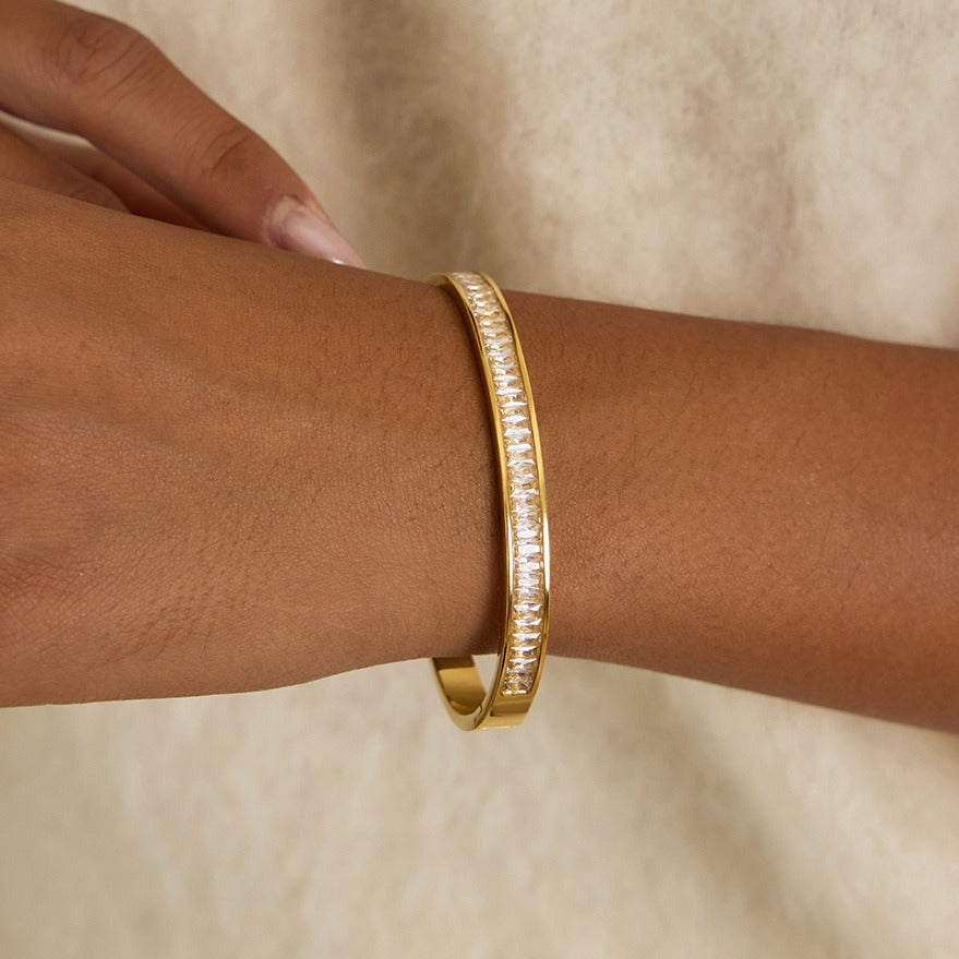 18K Gold-Plated Titanium Steel Rhinestone Bracelet Minimalist