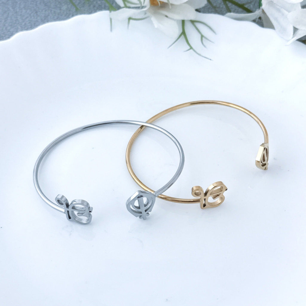 18K Gold Minimalist Open-Cuff Bangle Bracelet