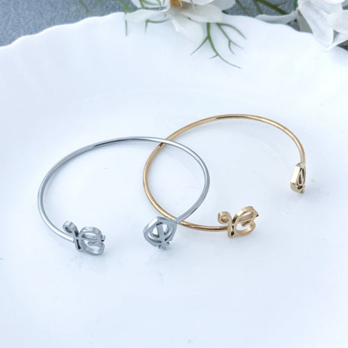18K Gold Minimalist Open-Cuff Bangle Bracelet
