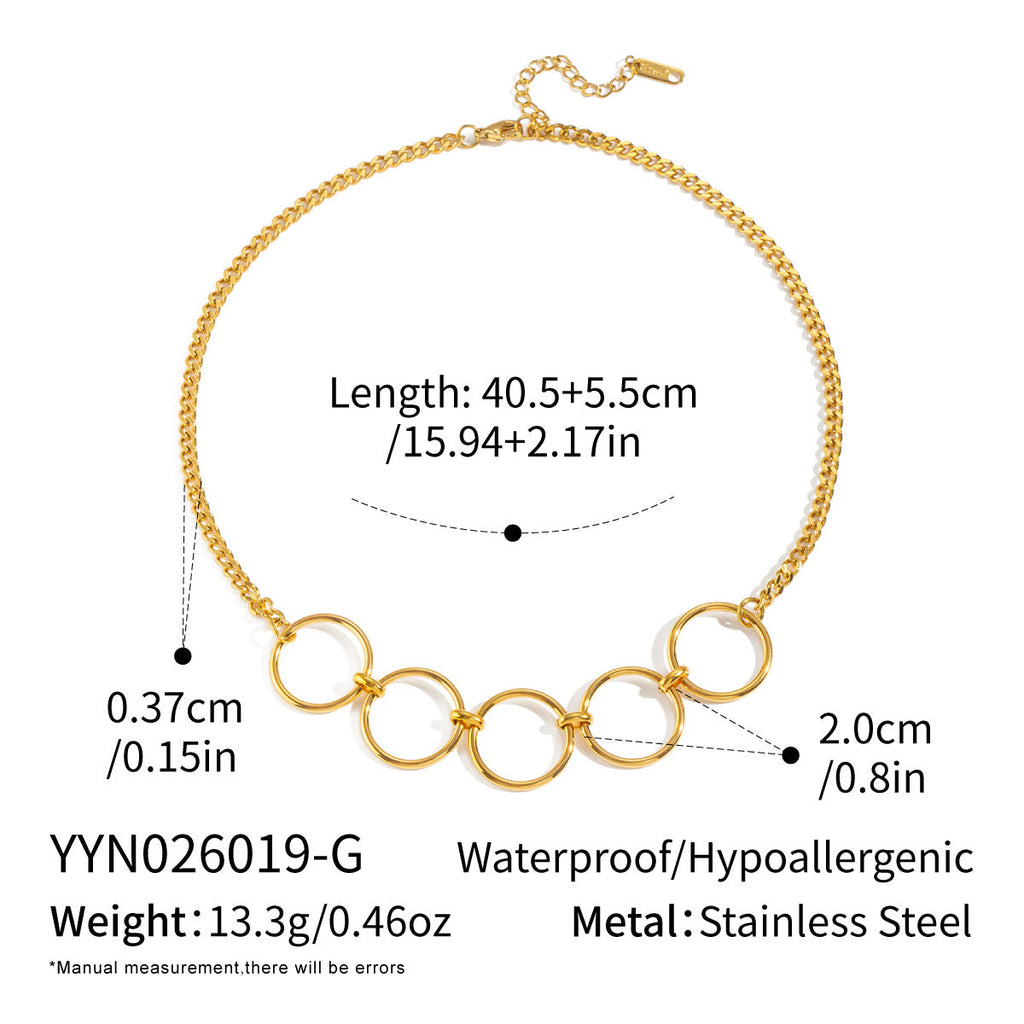 Metal Multi-ring Spliced Titanium Steel Necklace For Women