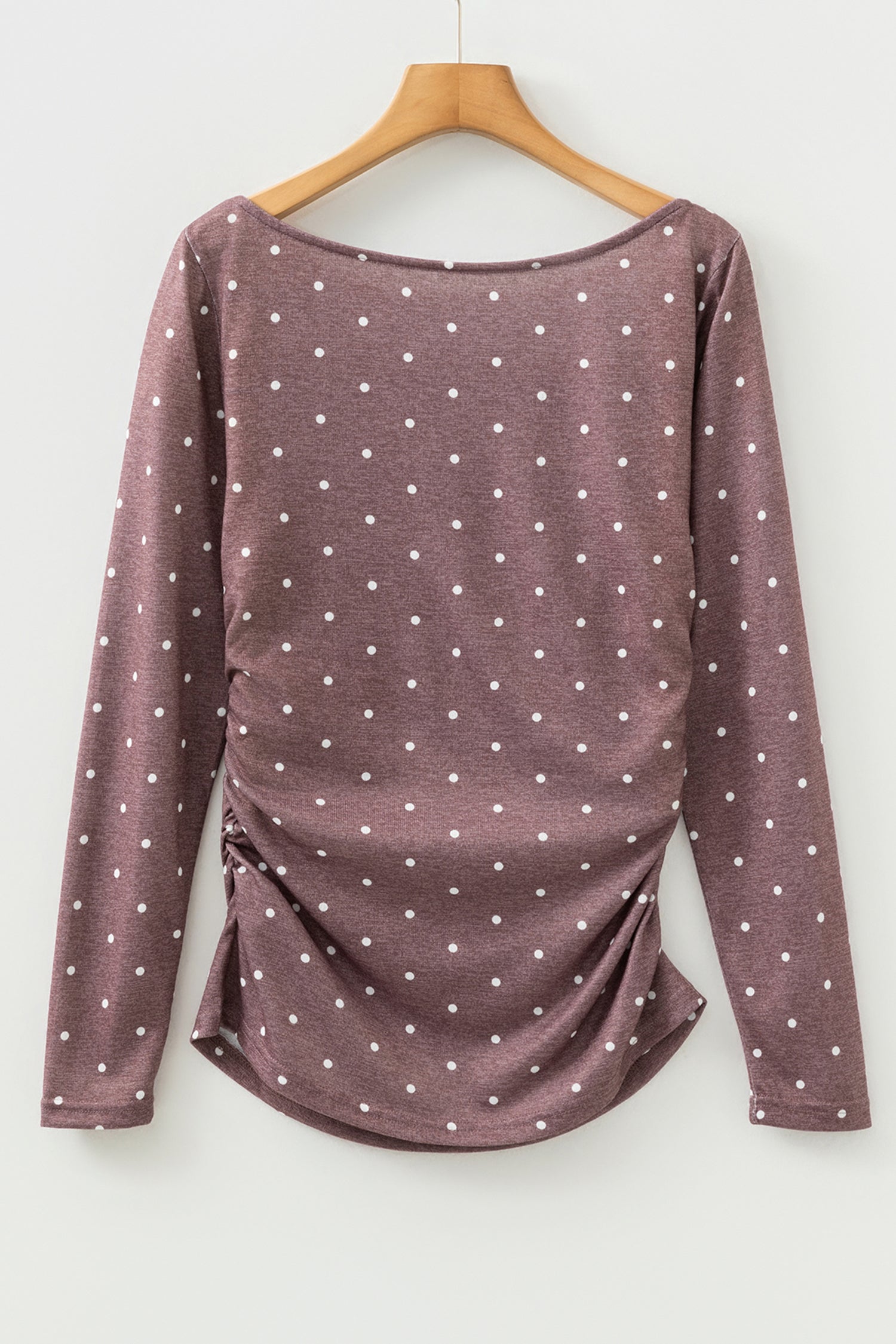 Polka Dot Long Sleeve Boat Neck Knit Top - Soft Everyday Tee