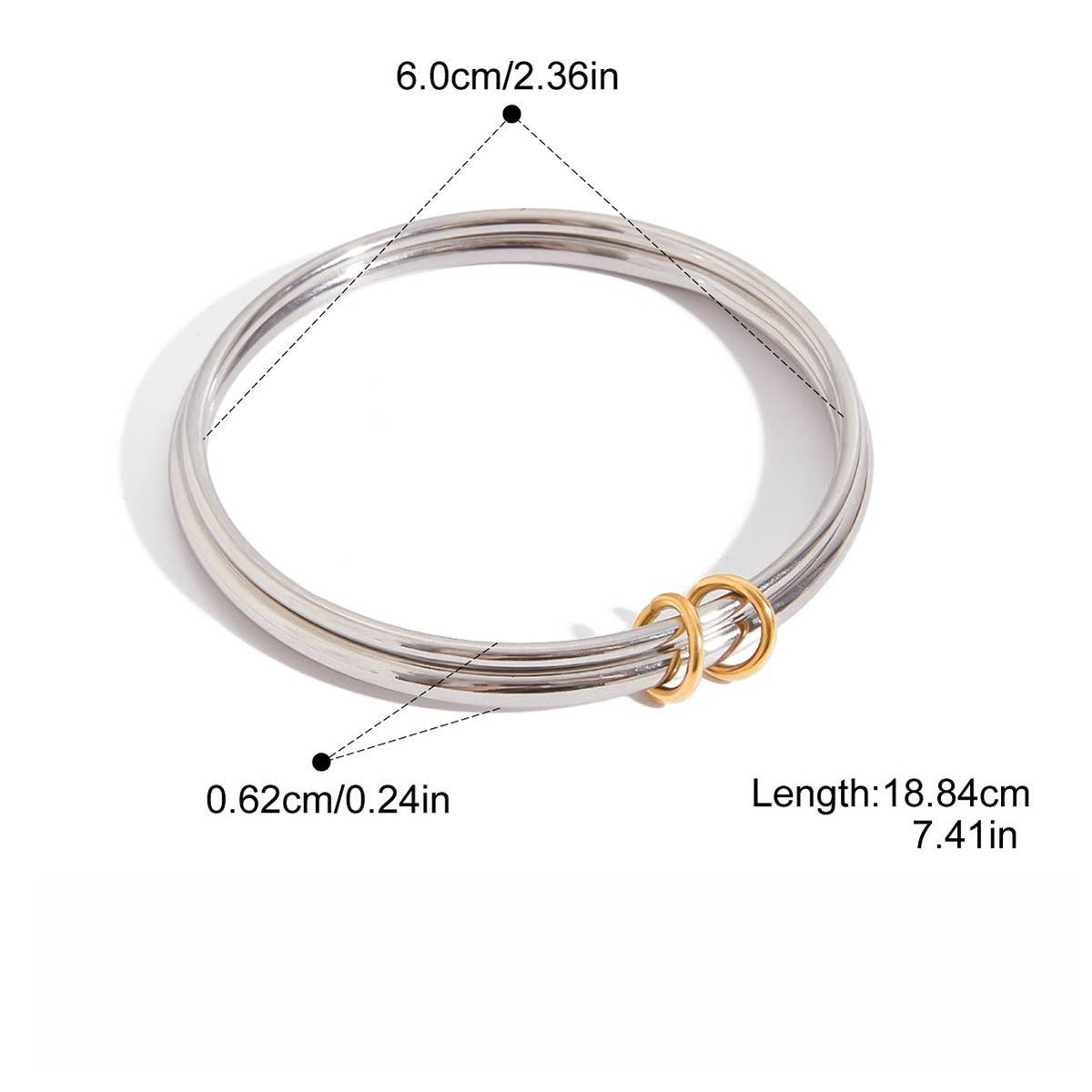 18K Gold and S925 Silver Multi-Layer Mixed Metal Bracelet