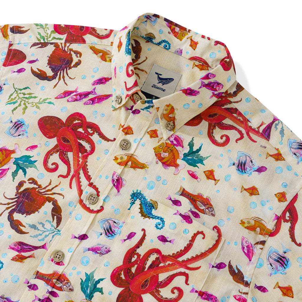 Men's Marine Ecology Short Sleeve Cotton Hawaiian Shirt