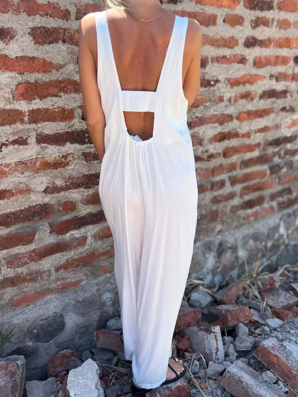 Full Size Button-Front Wide Leg Jumpsuit Plus Size