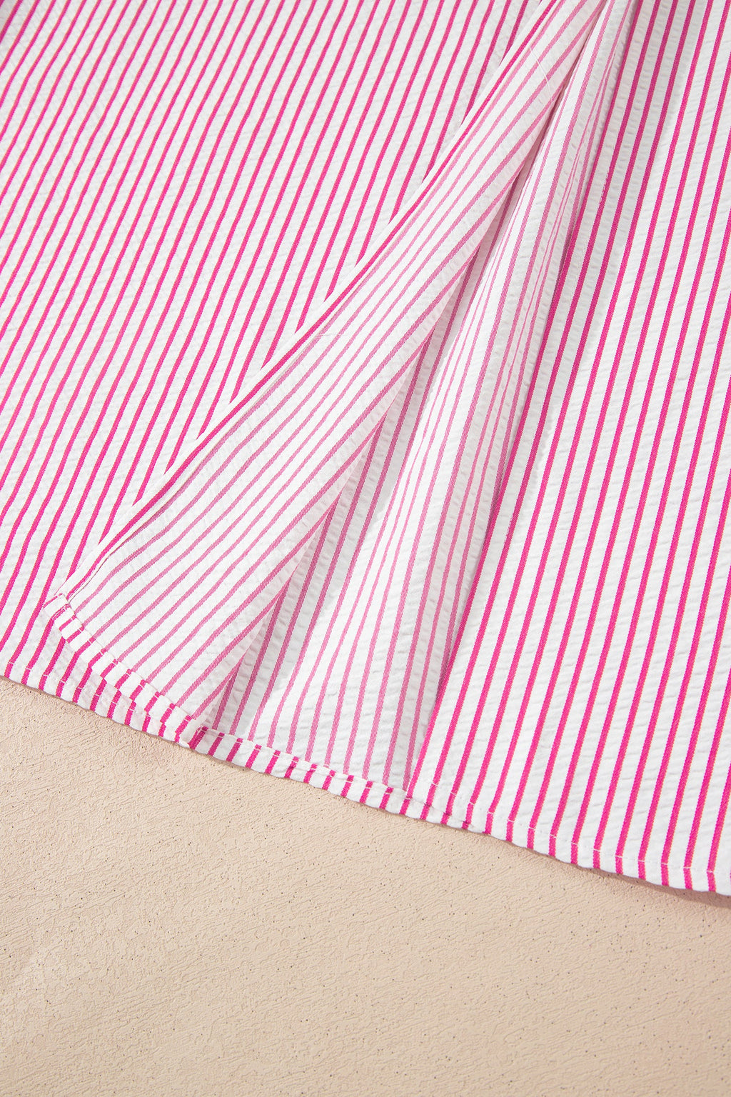 Striped Short Sleeve Long Dress with Half Button Front