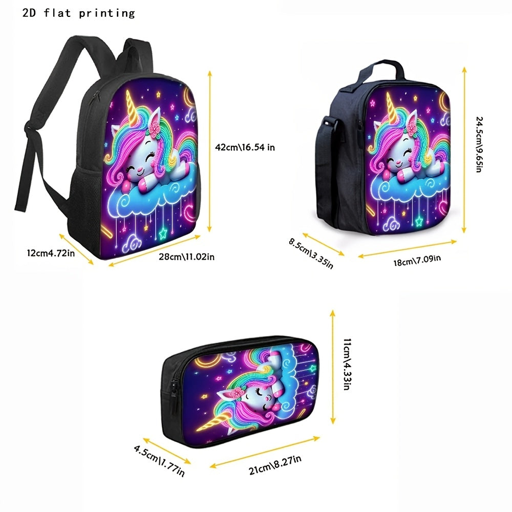 Trendy Unicorn Backpack Dreamy Neon Style Large Capacity