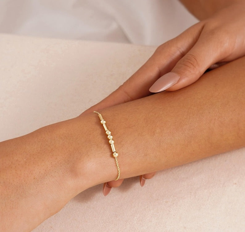 Custom Morse Code Name Bracelet Personalized Minimalist Jewelry