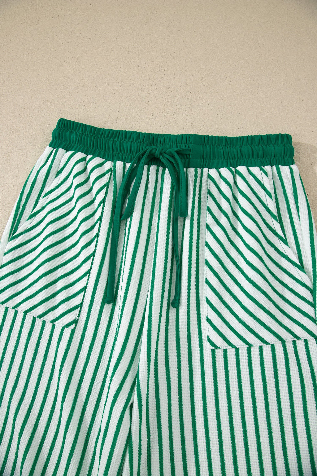 Women's Striped Crew Neck Tee and Drawstring Pants Loungewear Set
