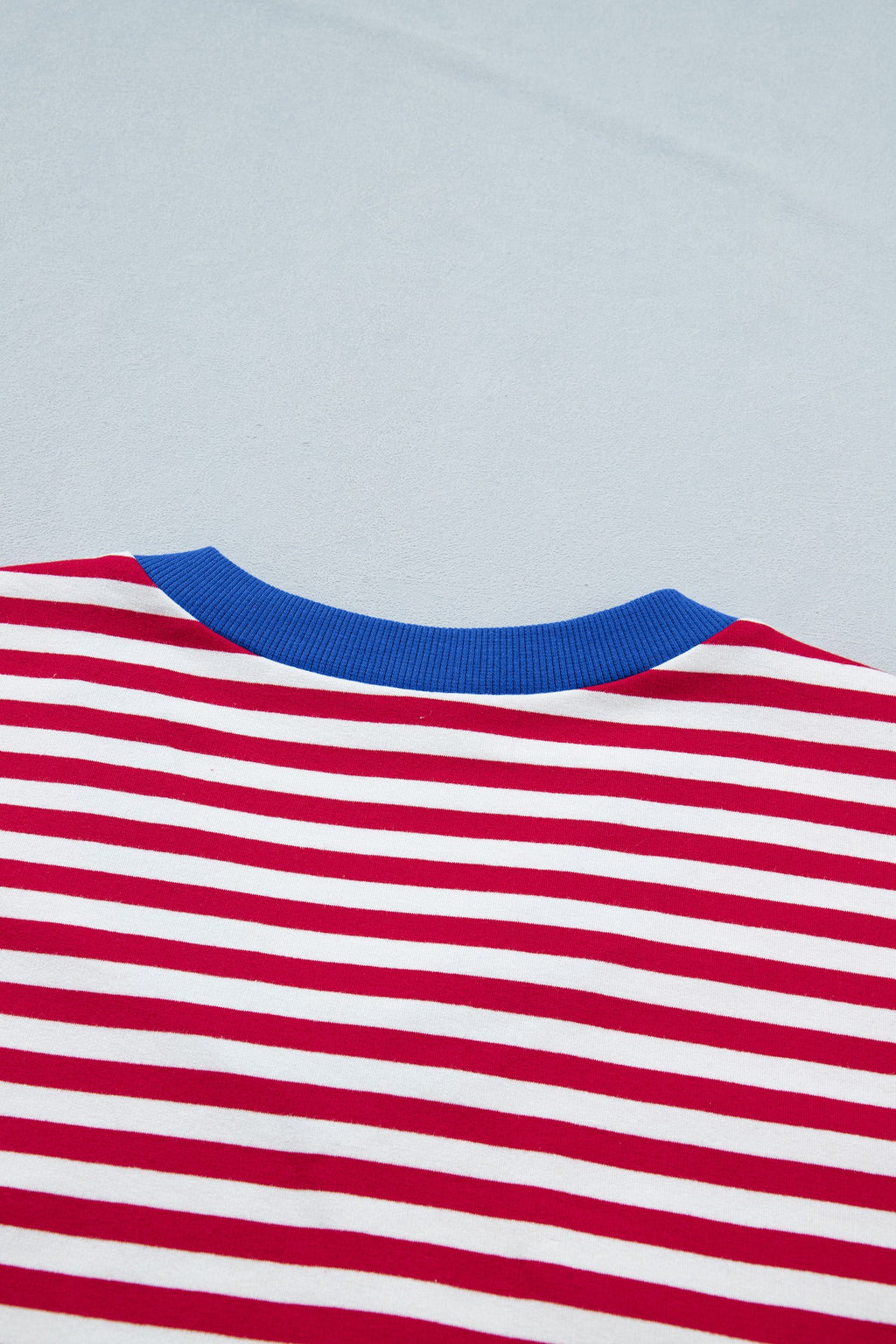 Skye Stripe Trim Tee Set: Patriotic V-Neck Loungewear in Cotton