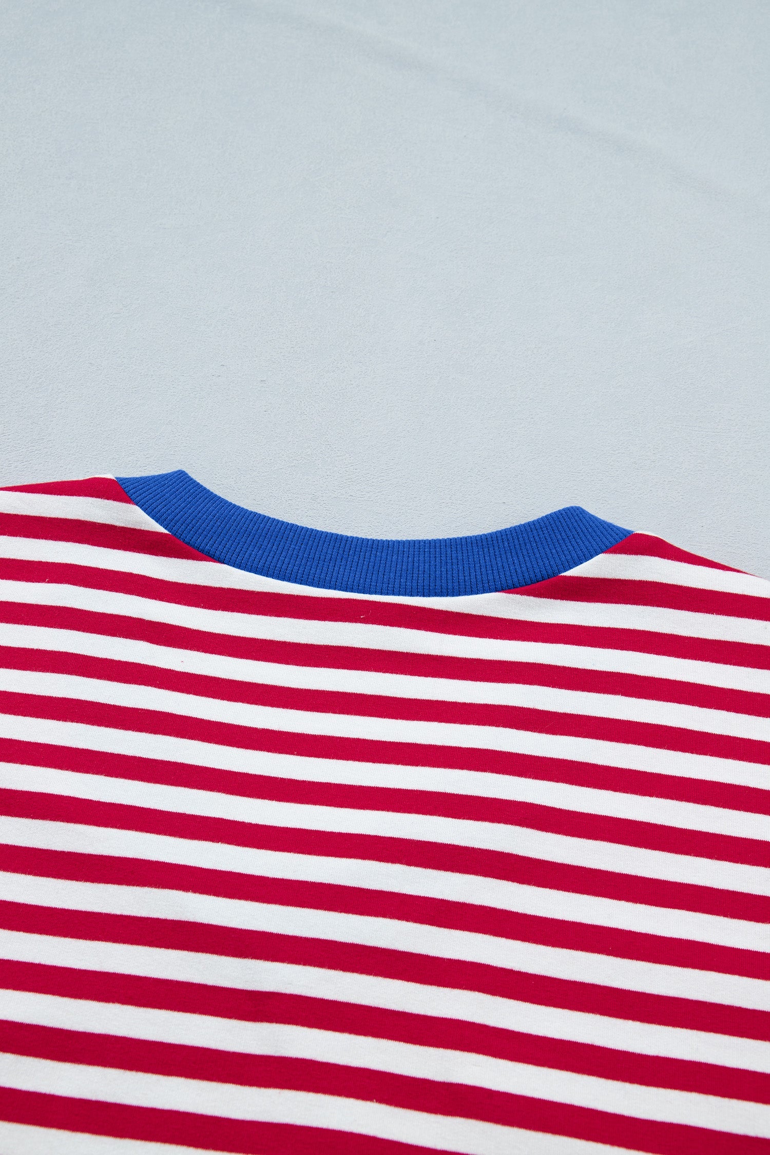 Skye Stripe Trim Tee Set: Patriotic V-Neck Loungewear in Cotton