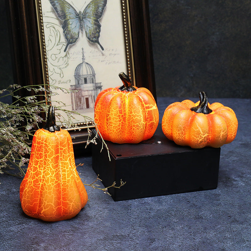 LED Halloween Pumpkin Lantern Realistic Resin Candle Lamp Decor
