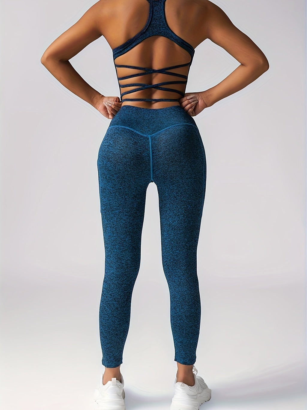 Womens Two Piece Workout Set High Waisted Leggings Sports Bra