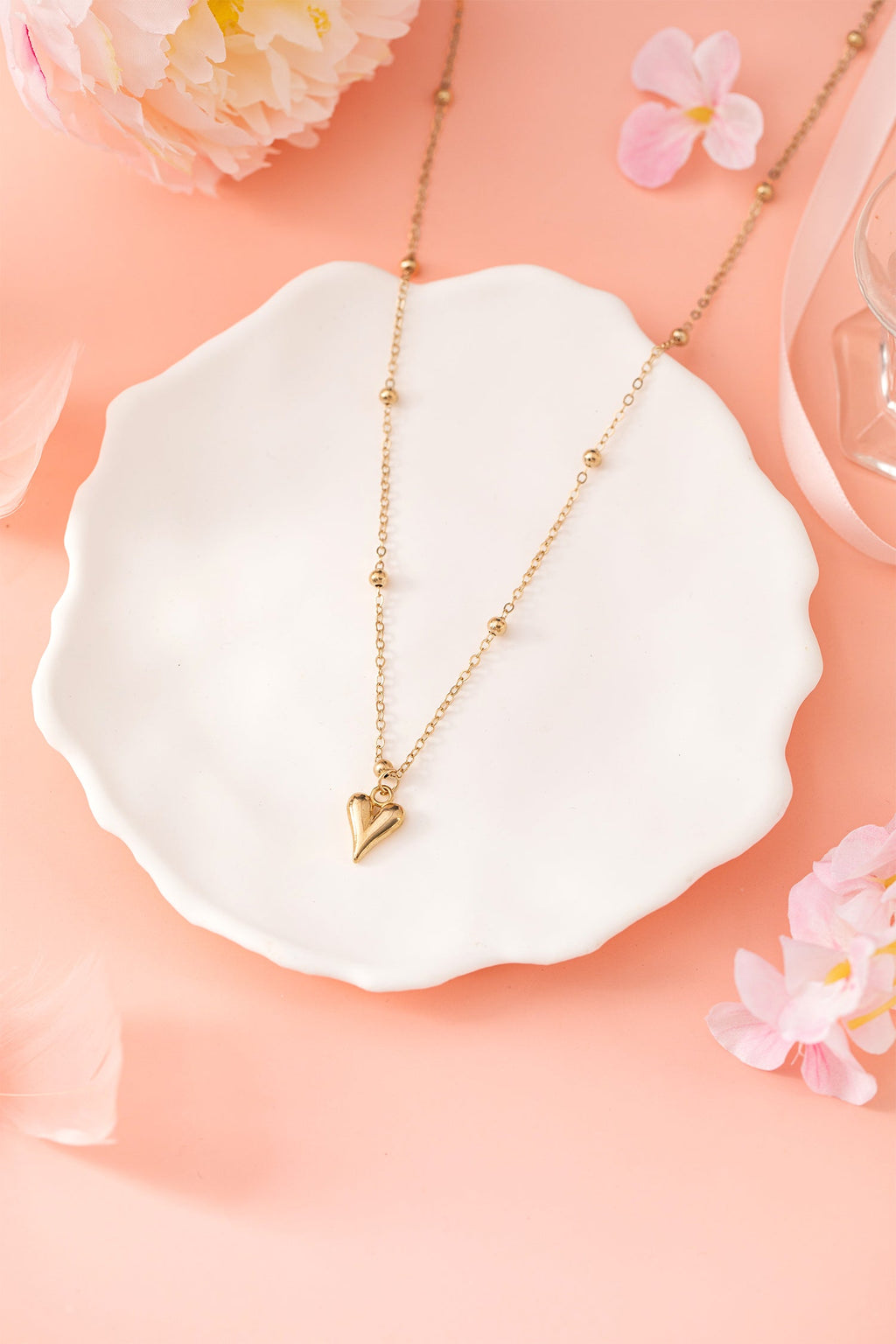 Inaya alloy Puffed Heart Necklace