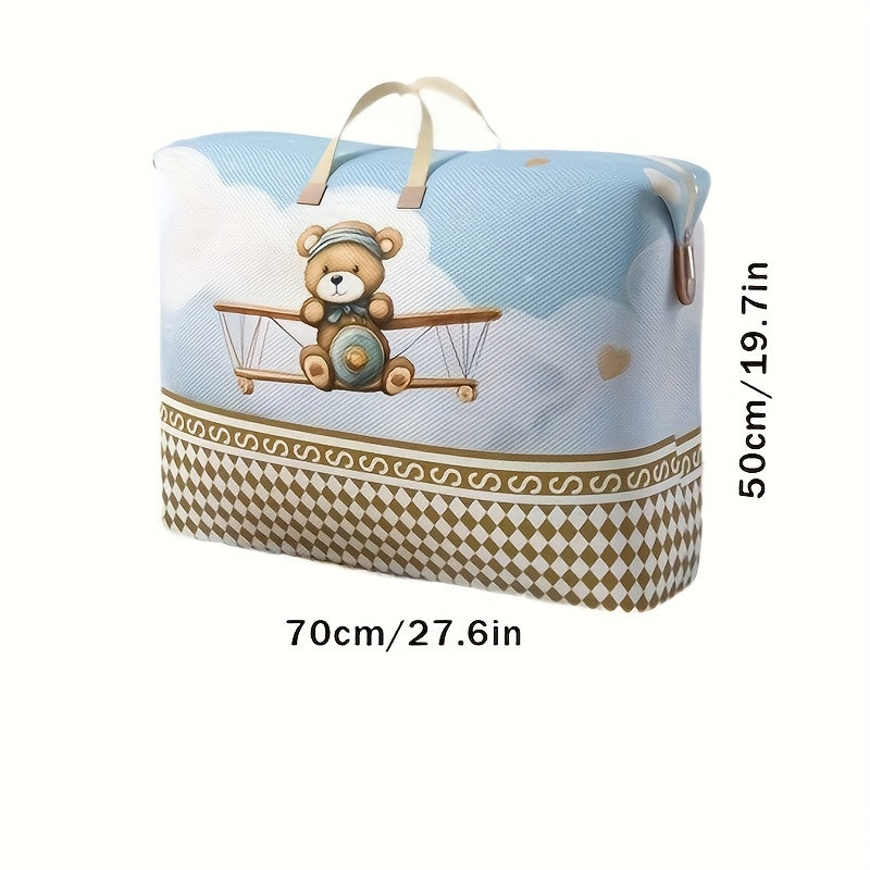 Adorable Bear Pilot Light Blue Storage Bag  Foldable Organizer