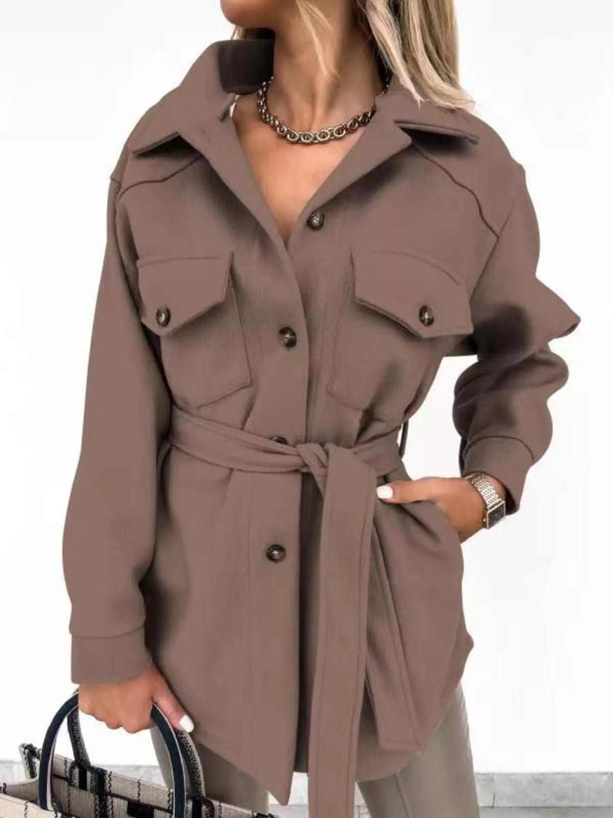Button-Down Tie Waist Coat