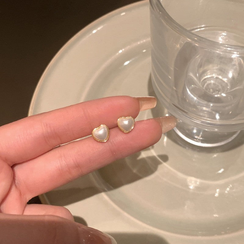 Dainty Gold Heart Stud Earrings - Minimalist Everyday Jewelry