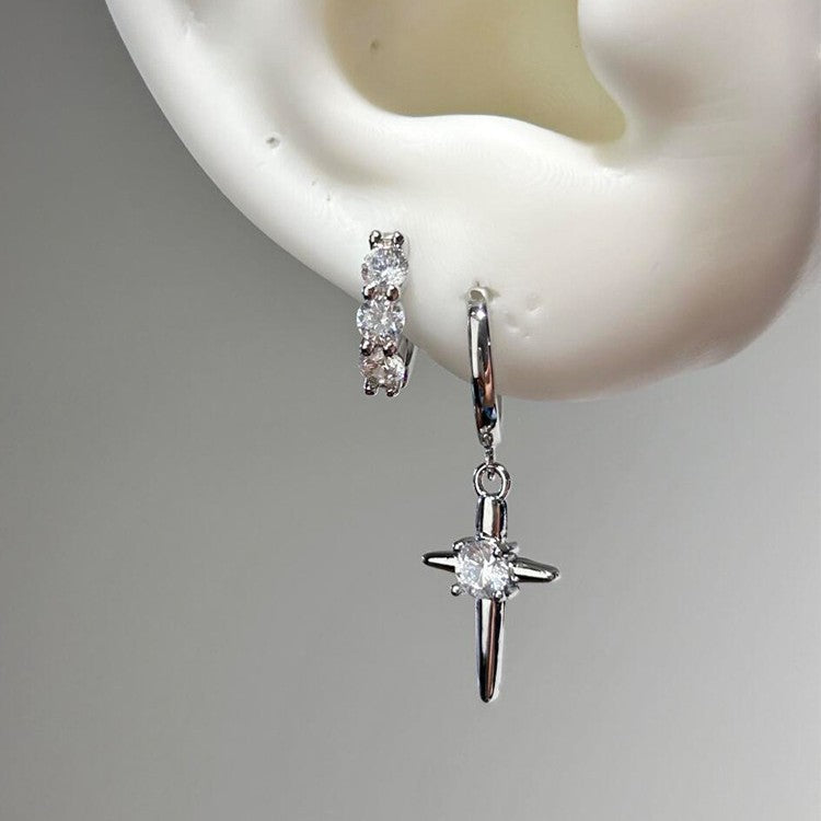 Niche Design Cross And Star Earrings