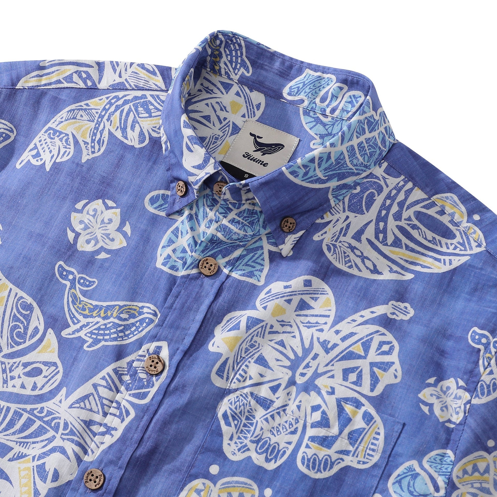 Men's Hawaiian Shirt Native Plant Pattern Cotton Button-Down