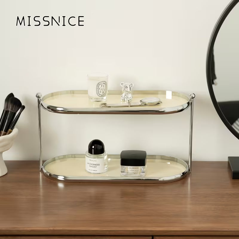 Tiered Acrylic and Metal Standing Shelf Rack for Bathroom and Vanity