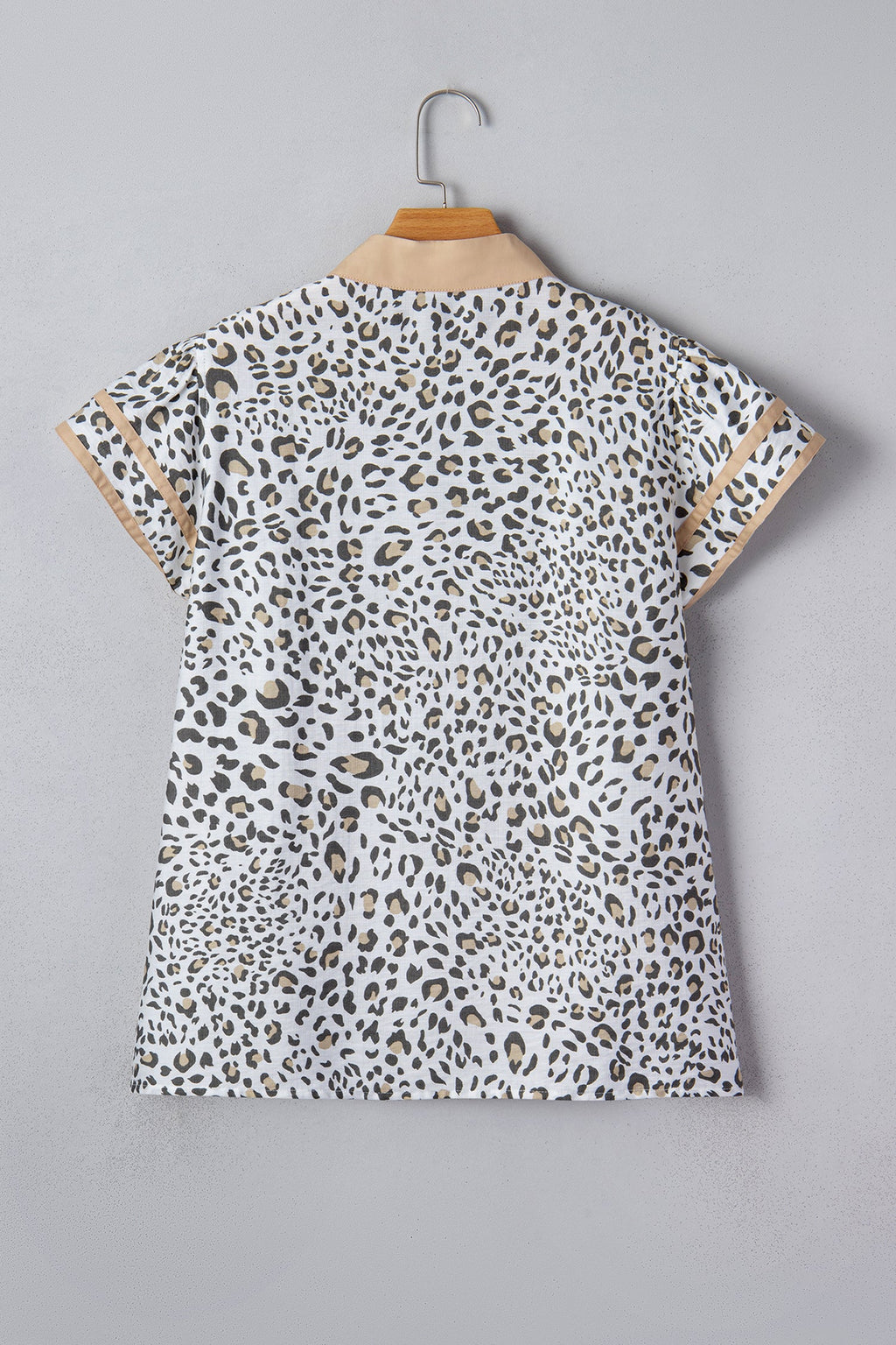 Leopard Colorblock V-Neck Cap Sleeve Blouse | Modern Patchwork