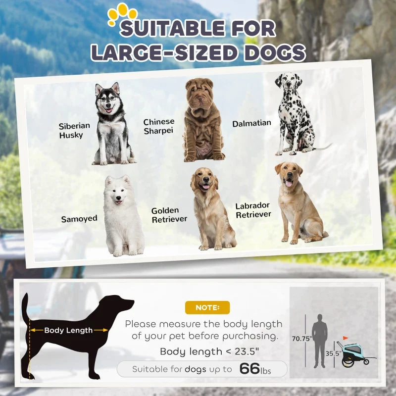 2-in-1 Dog Bike Trailer Pet Stroller Carrier for Large Dogs
