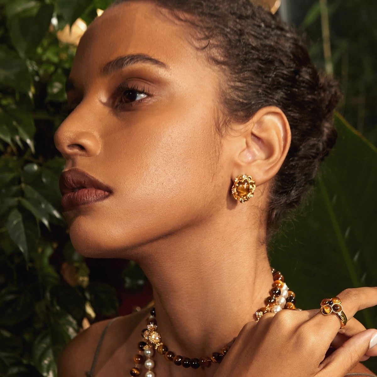 Pair of large retro-style irregular geometric resin earrings in a modern design.