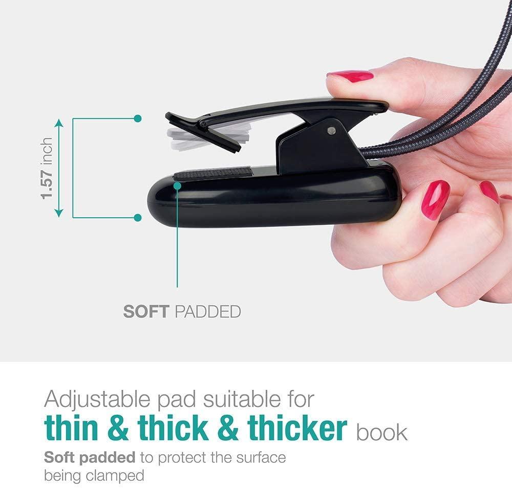 Dual-Gooseneck LED Reading Lamp with Wide-Beam Clip Design