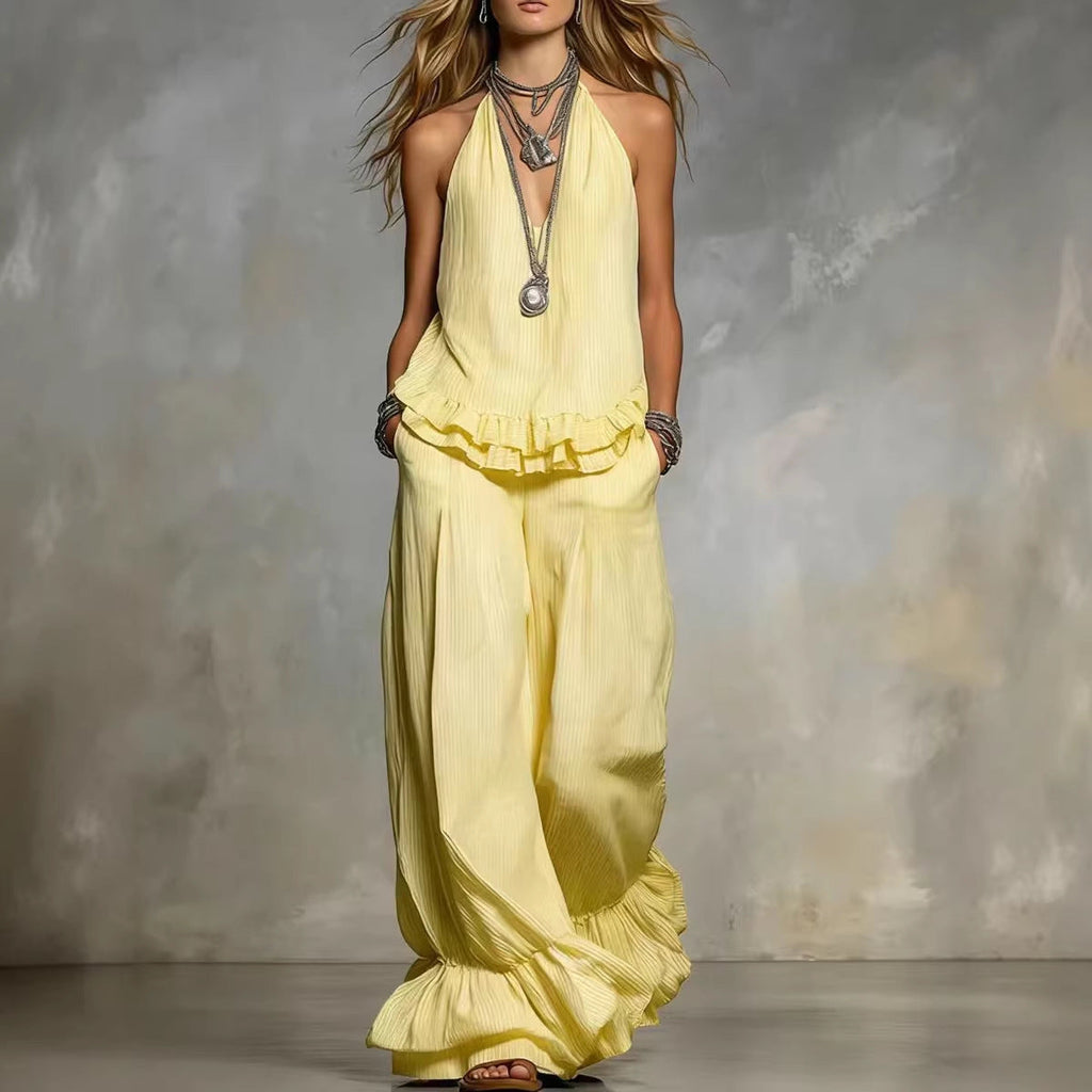 Women's Ruffle Hem Halter Two-Piece Set - Image 4