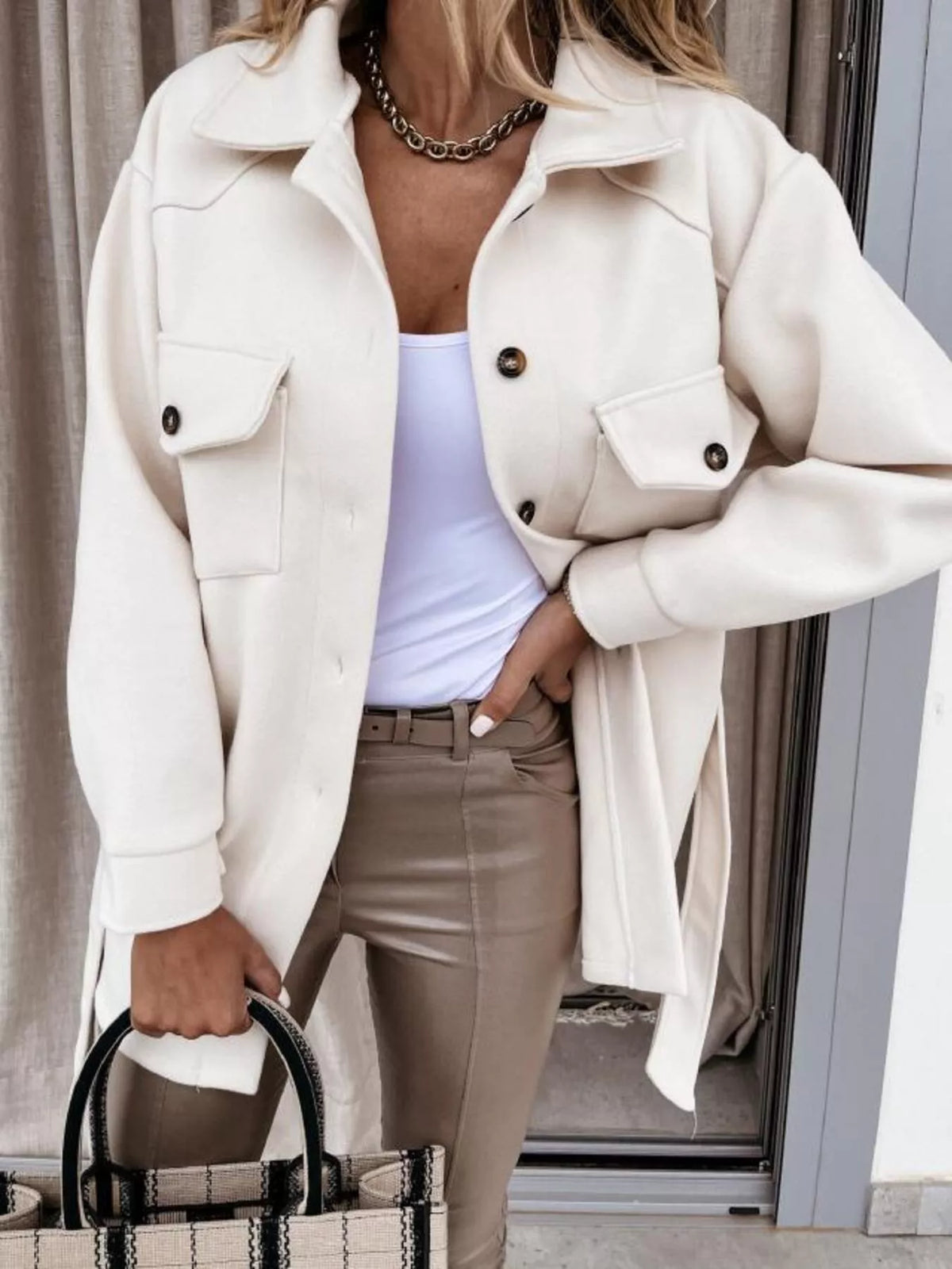 Button-Down Tie Waist Coat