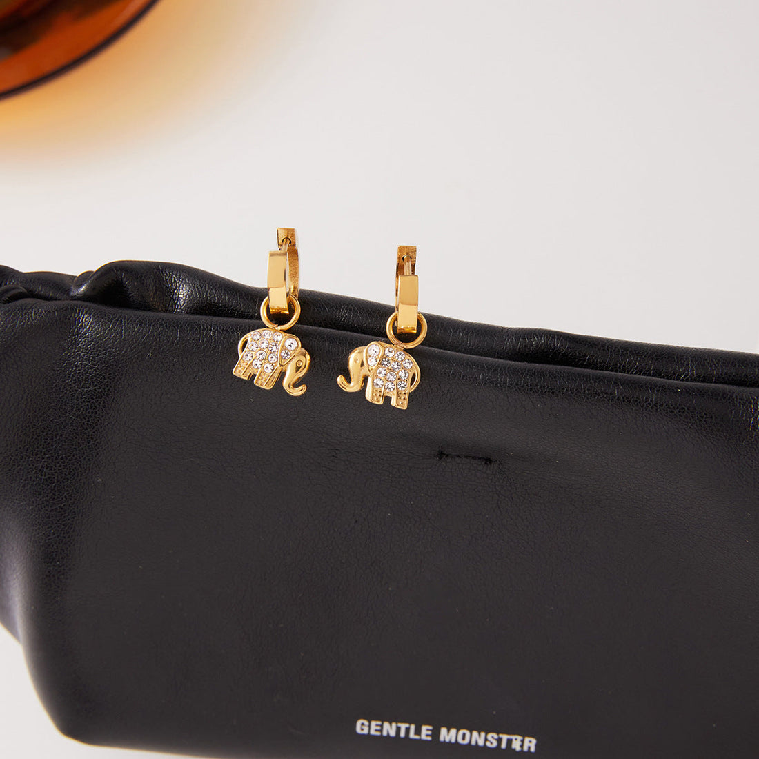 Elephant Zircon Hoop Earrings in Gold Stainless Steel