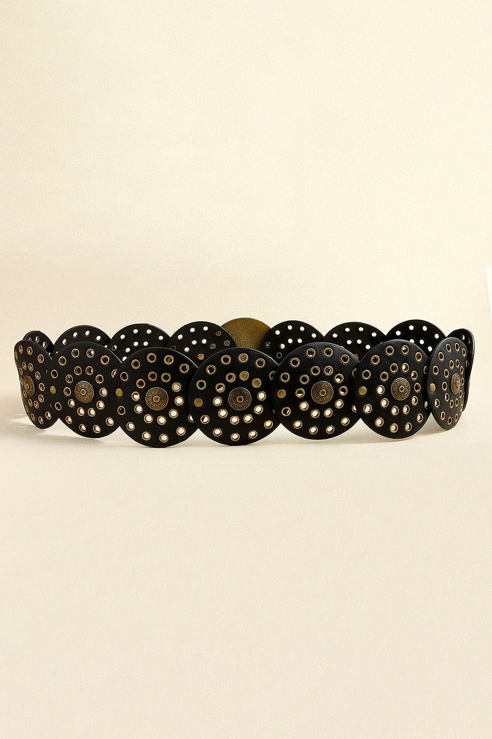 Vintage PU Leather Wide Belt for Women | Black & Silver