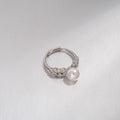 Women Open Adjustable Ring,French Retro Shiny Cubic Zirconia Pearl Inlaid Finger Ring,Niche Delicate Versatile Fashion Index Finger Jewelry