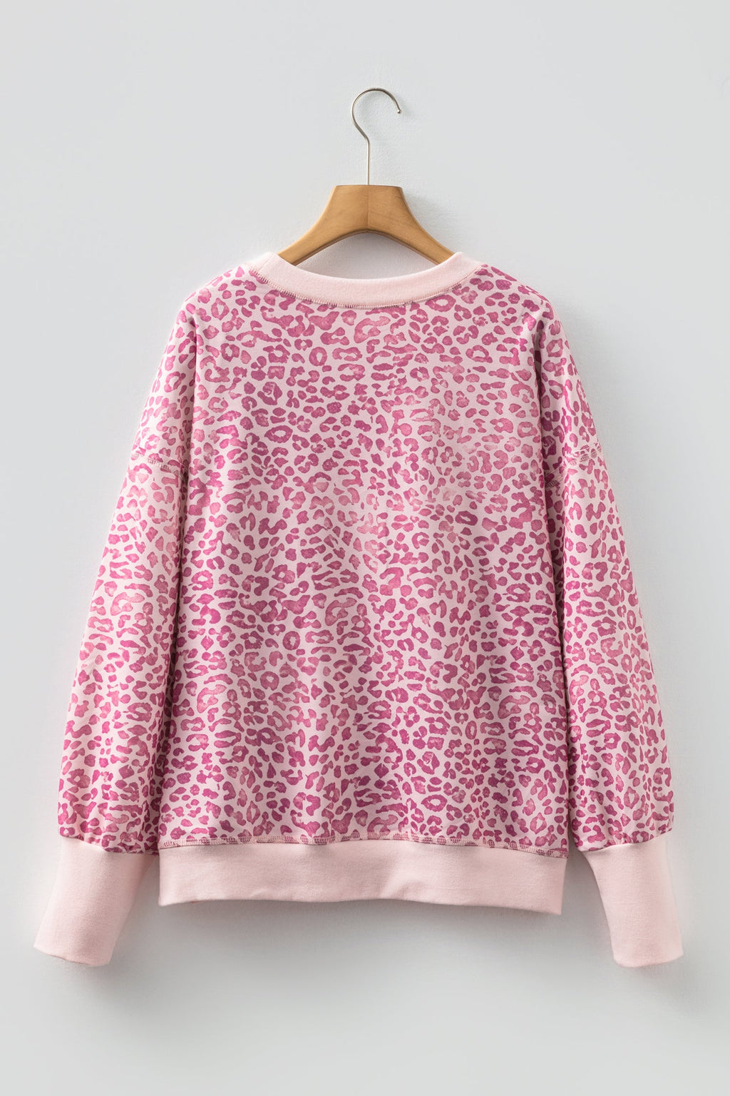 Wrenlee Pink Leopard Print Patchwork Crewneck Sweatshirt - Image 8