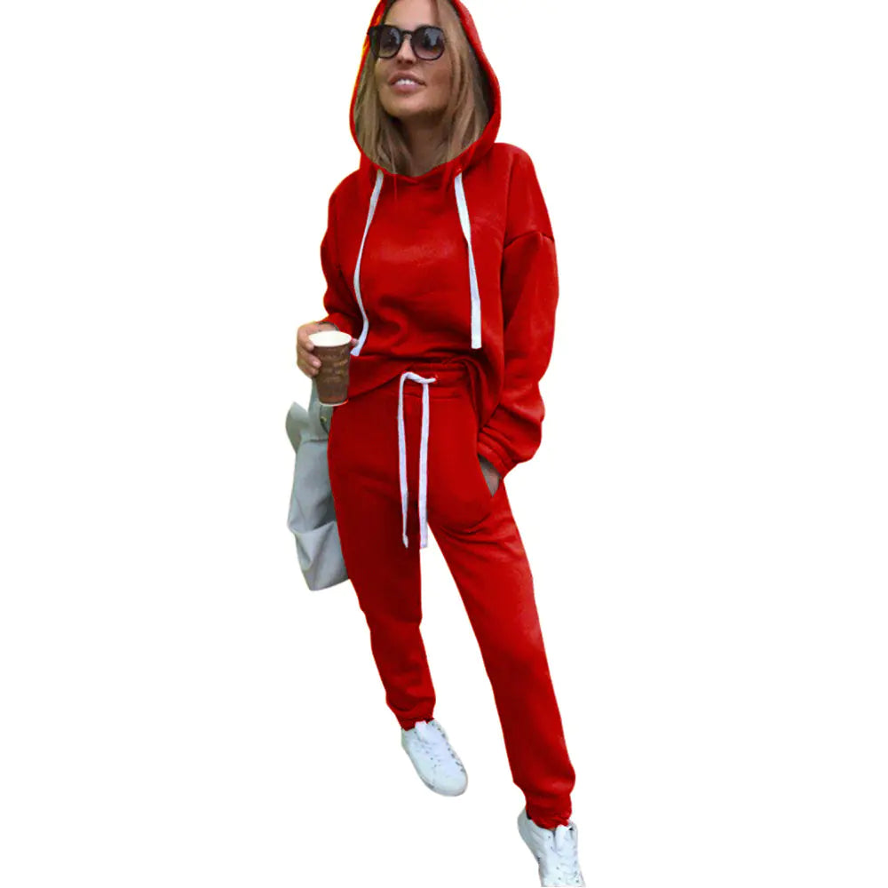 Women's Hooded Crop Sweatshirt Set - 2 Pieces