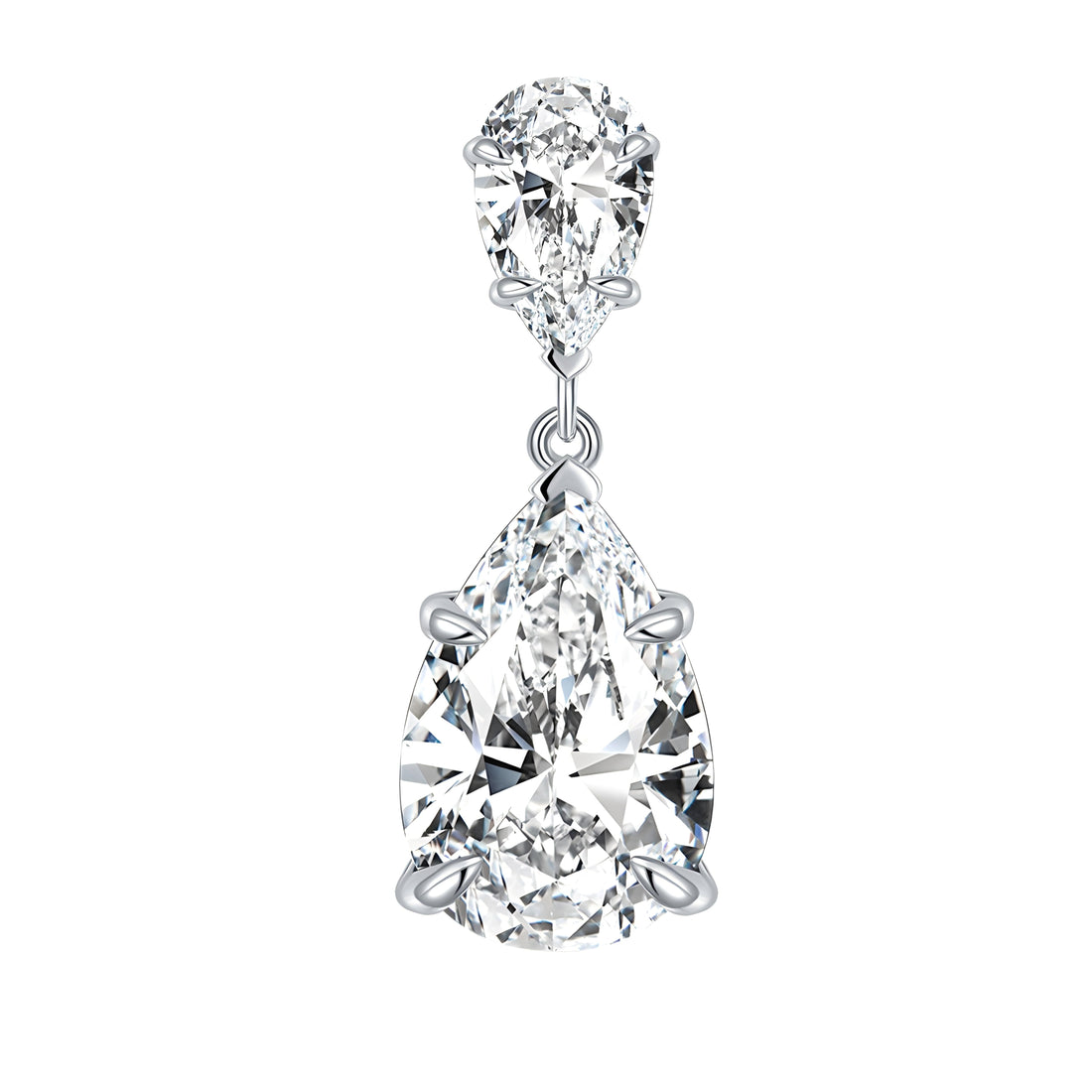 S925 Sterling silver pear cut moissanite dangle earrings with double stone design