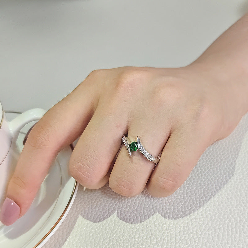 Minimalist Round Zircon Geometric Ring in Silver Finish