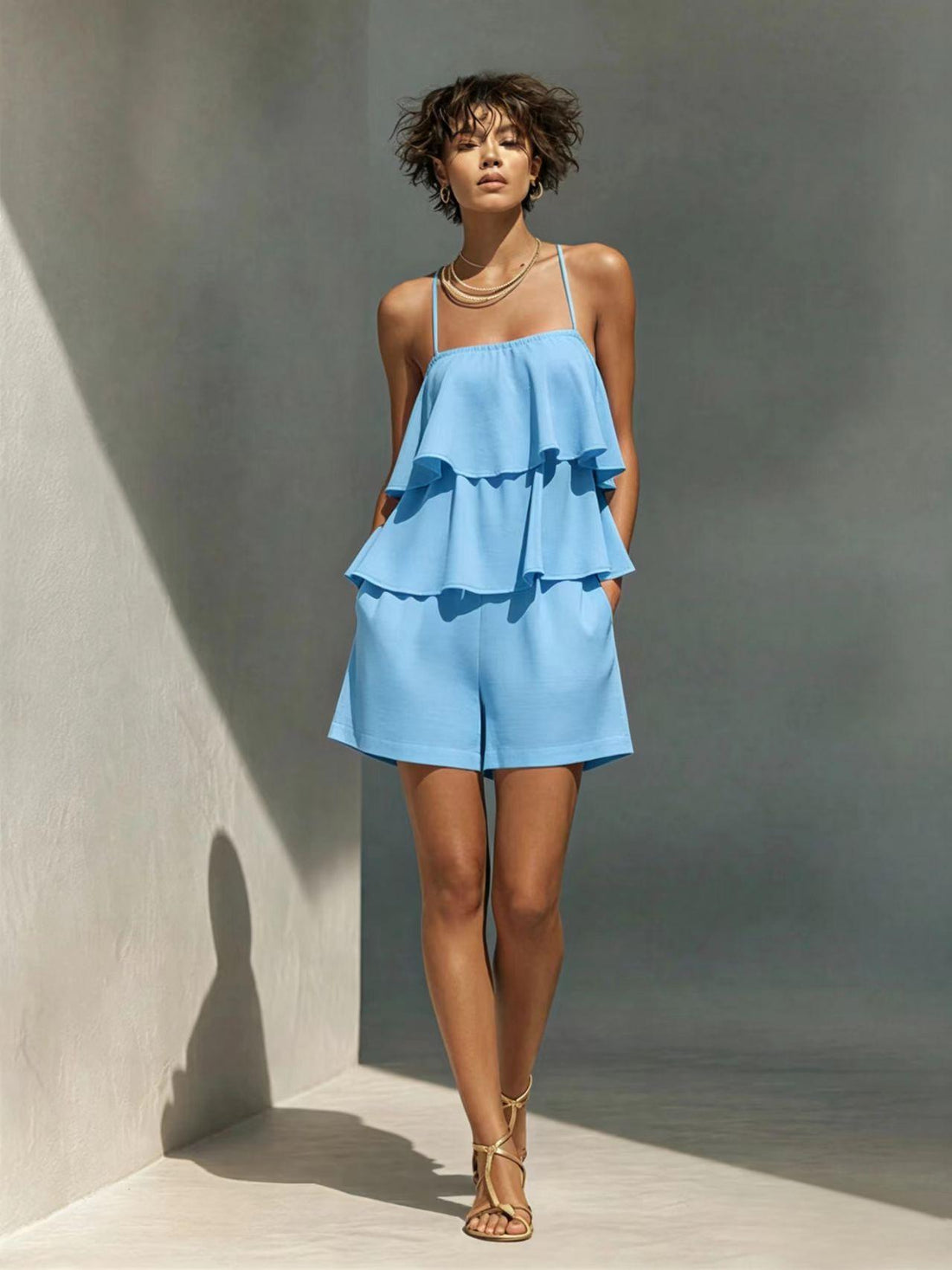 Women's Ruffle Layer Camisole and Shorts Set - Image 9