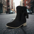 Low Heel Suede Large Size Sweet Bow Casual Boots