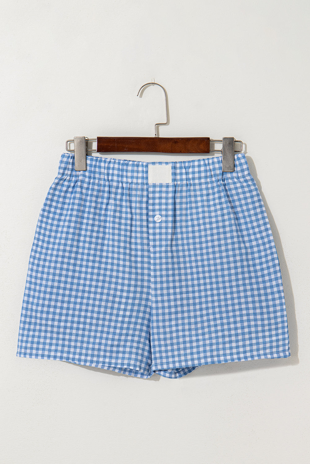 Blue Red Plaid High Waist Shorts | Gingham Print