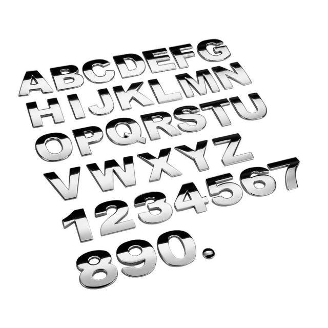 3D Metal Alphabet & Number Car Decals – Premium Chrome Finish
