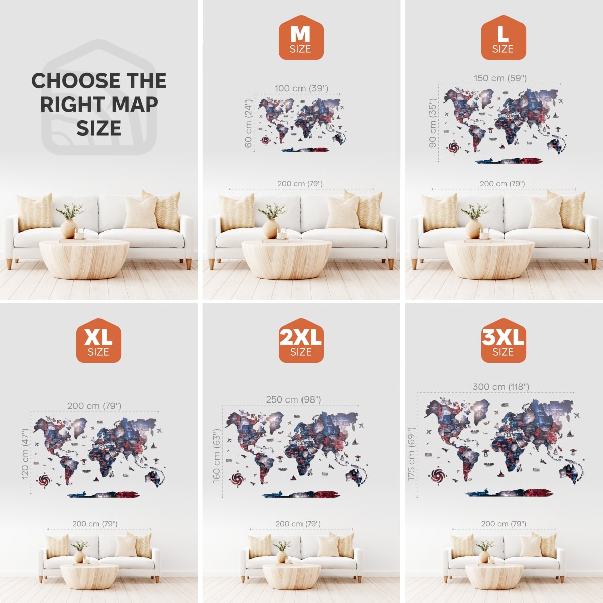 3D Wooden World Map Alcor: Modern Colorful Travel Wall Art
