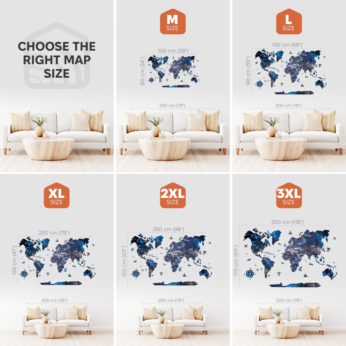 3D Wooden World Map Space: Large Navy Blue Travel Wall Art